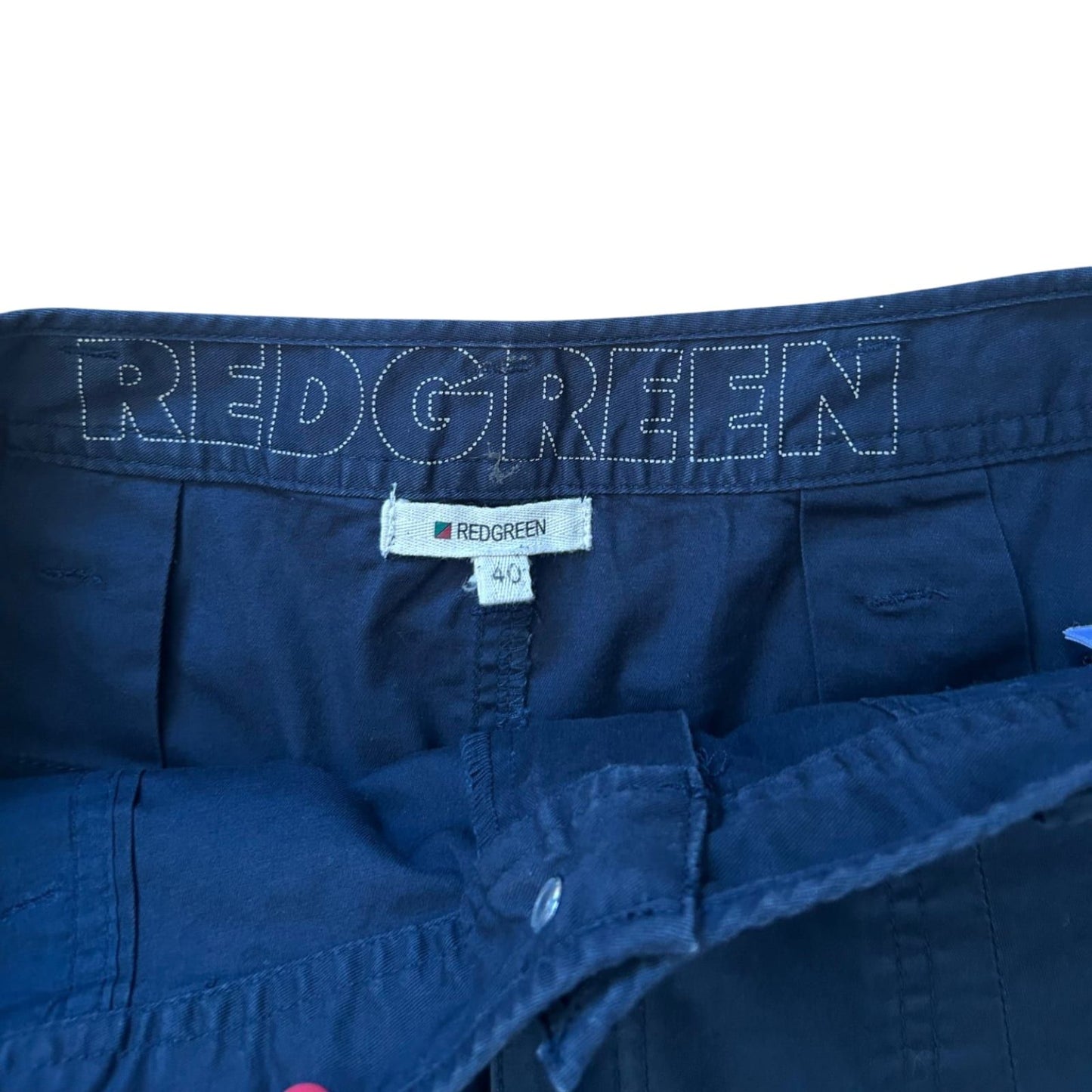 Red Green Rock Damen Gr 40 Blau Baumwolle Falten Taschen Freizeit Rock