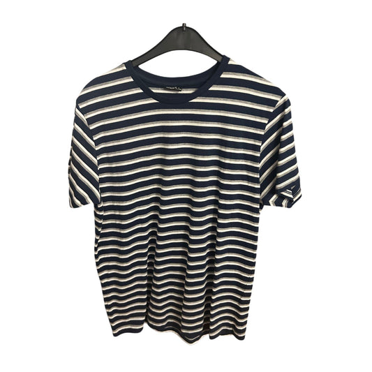 Infinity T Shirt Herren L Navy Weiß Streifen Kurzarm Baumwolle Sommer Maritim