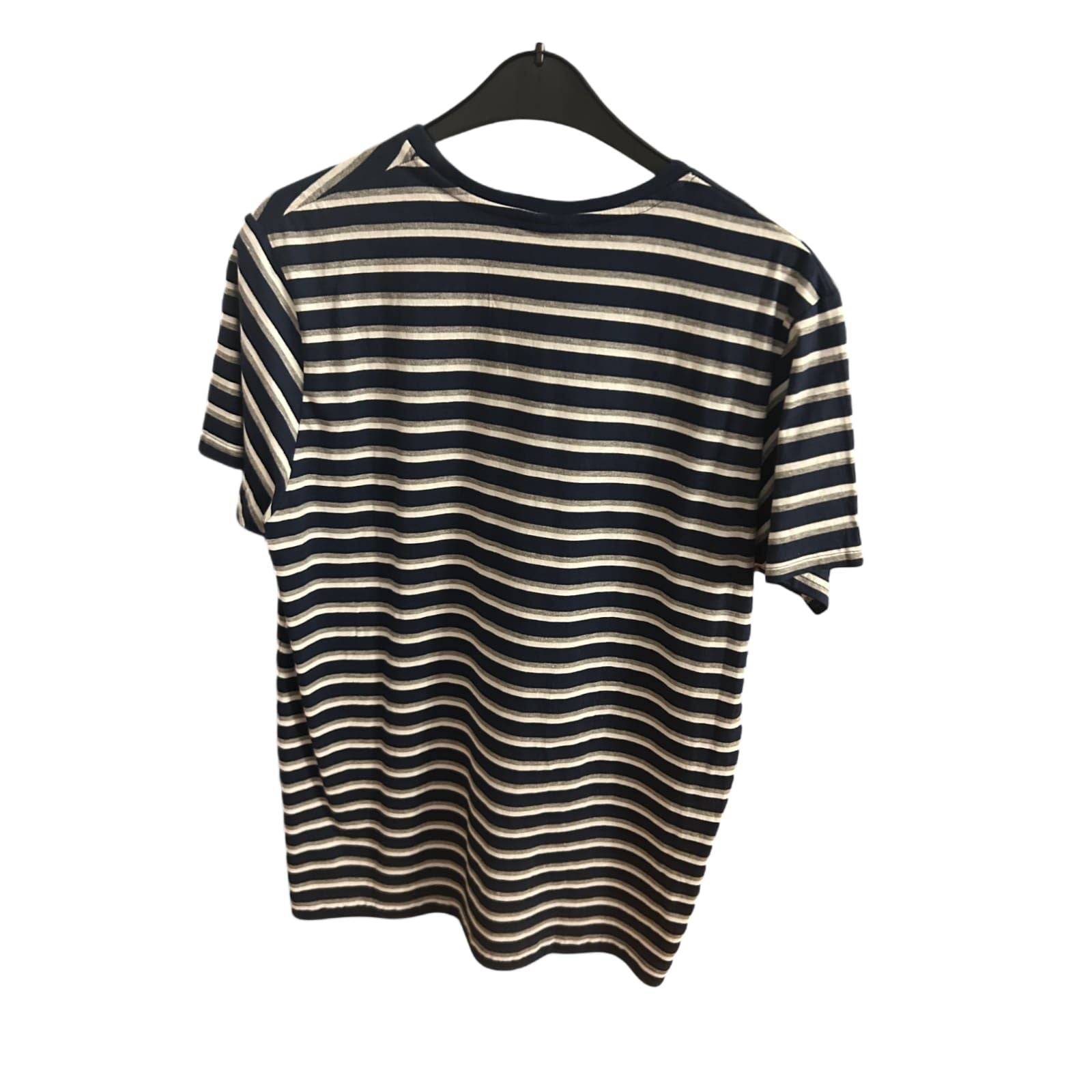 Infinity T Shirt Herren L Navy Weiß Streifen Kurzarm Baumwolle Sommer Maritim