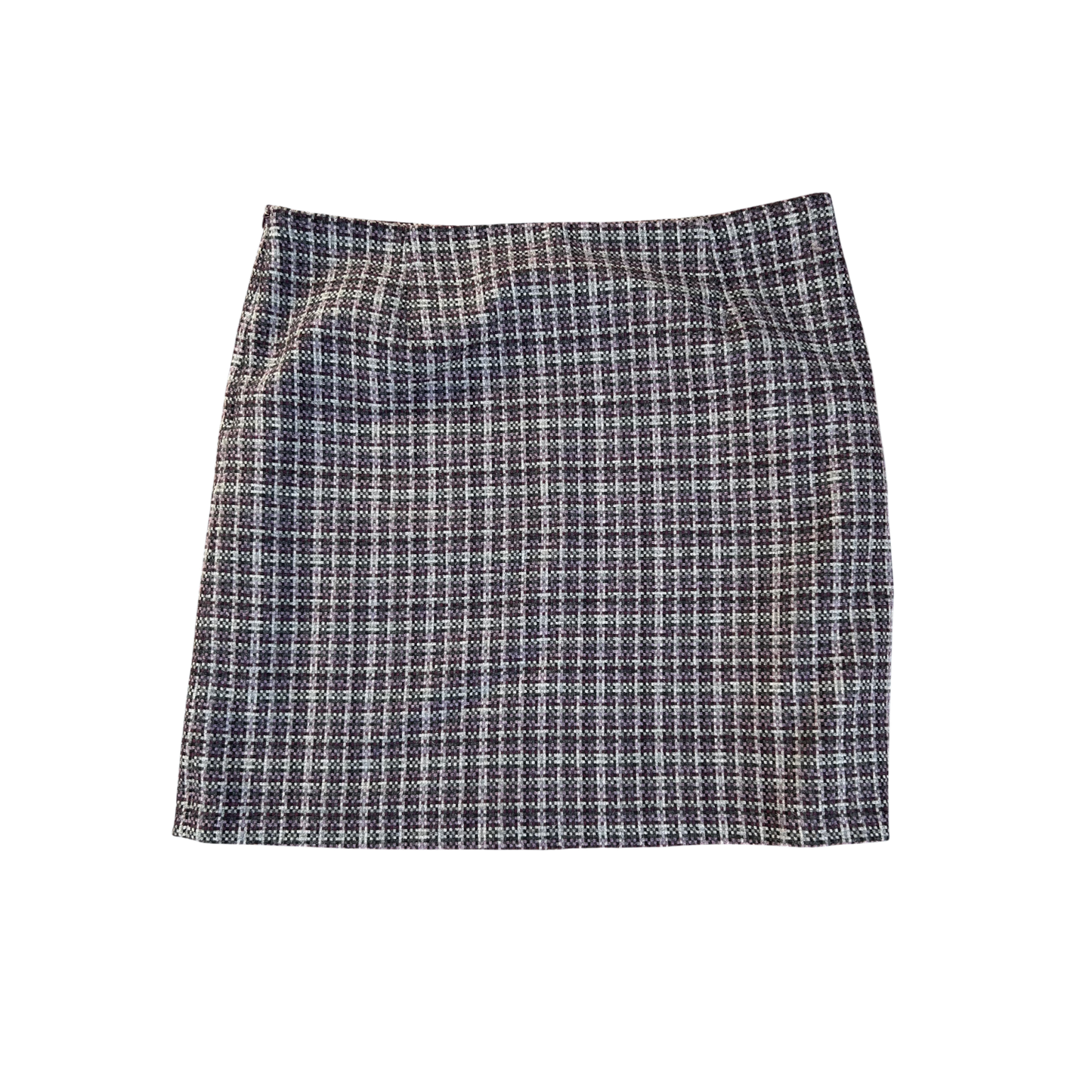 S Oliver Damen Rock Grau Violett Kariert Gr 40 Wolle Mix Mini Winter Business Chic