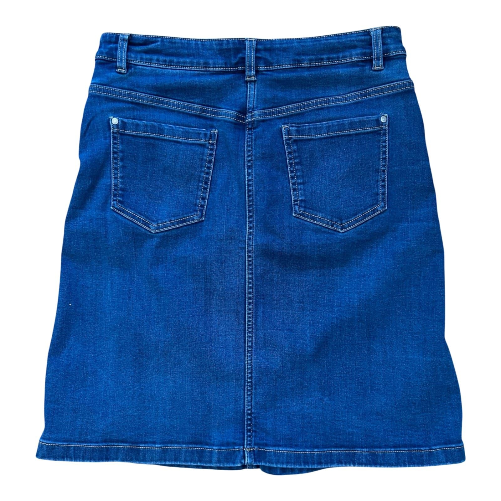 TCM Jeansrock Damen Gr 40 Blau Denim Stretch Midi Klassisch Modern
