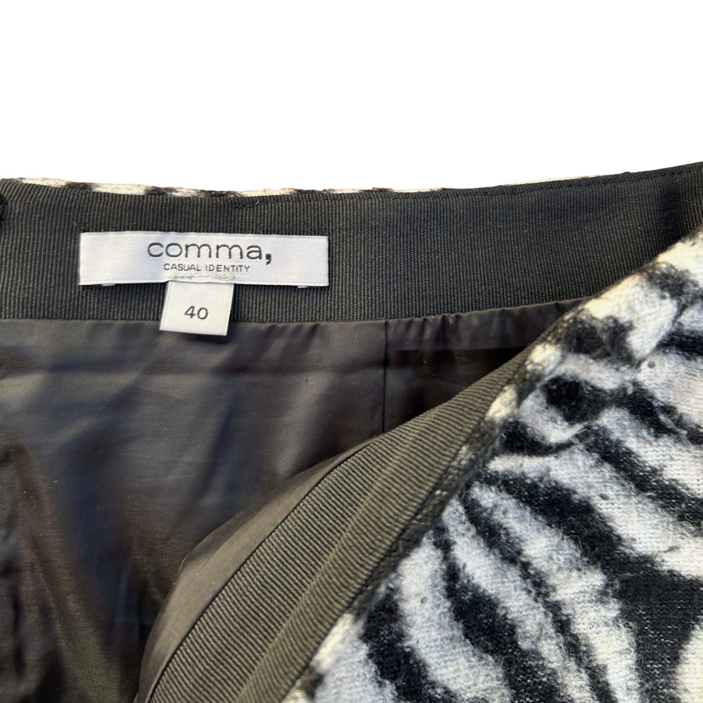 Comma Rock Damen Zebra Gr 40 Poly Viskose Kurzrock Mini Skirt Animal Muster Elegant