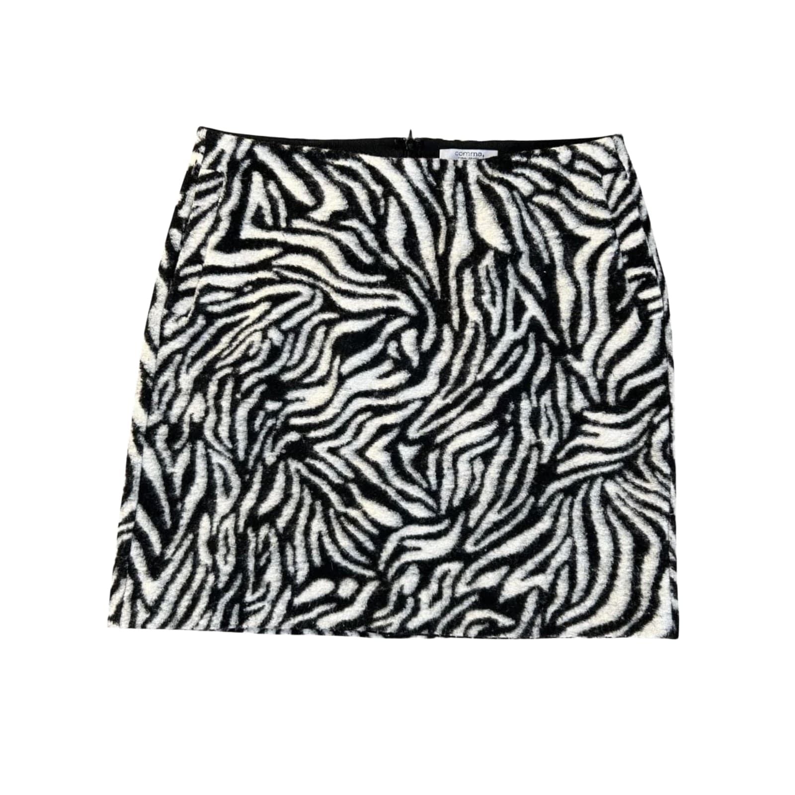 Comma Rock Damen Zebra Gr 40 Poly Viskose Kurzrock Mini Skirt Animal Muster Elegant