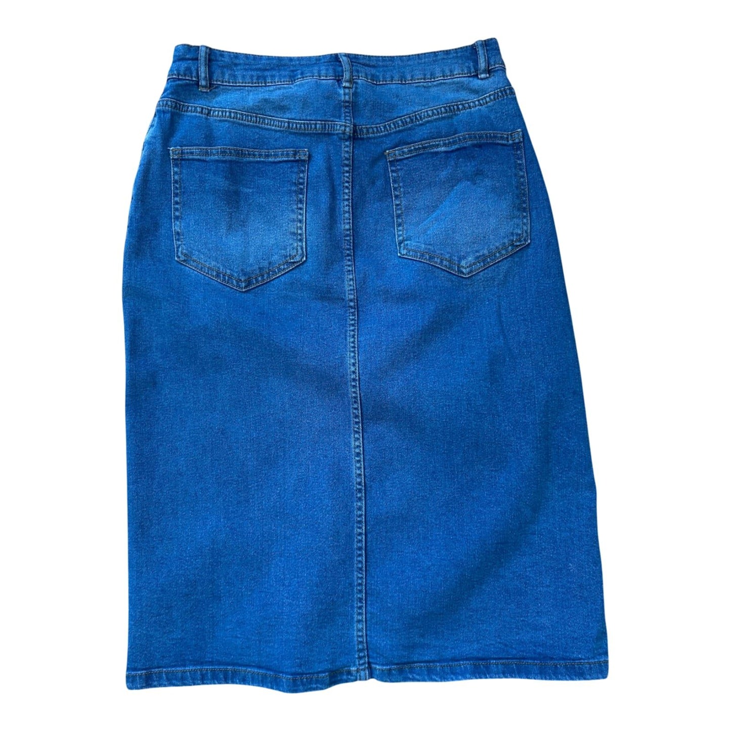 Jeansrock Damen Gr 40 Blau Denim Stretch Knielang Schlitz Klassisch Modern