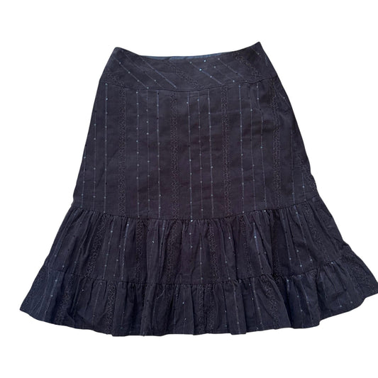 Feincord Rock Damen Gr 40 Braun Pailletten Midi Elegant Volants Vintage