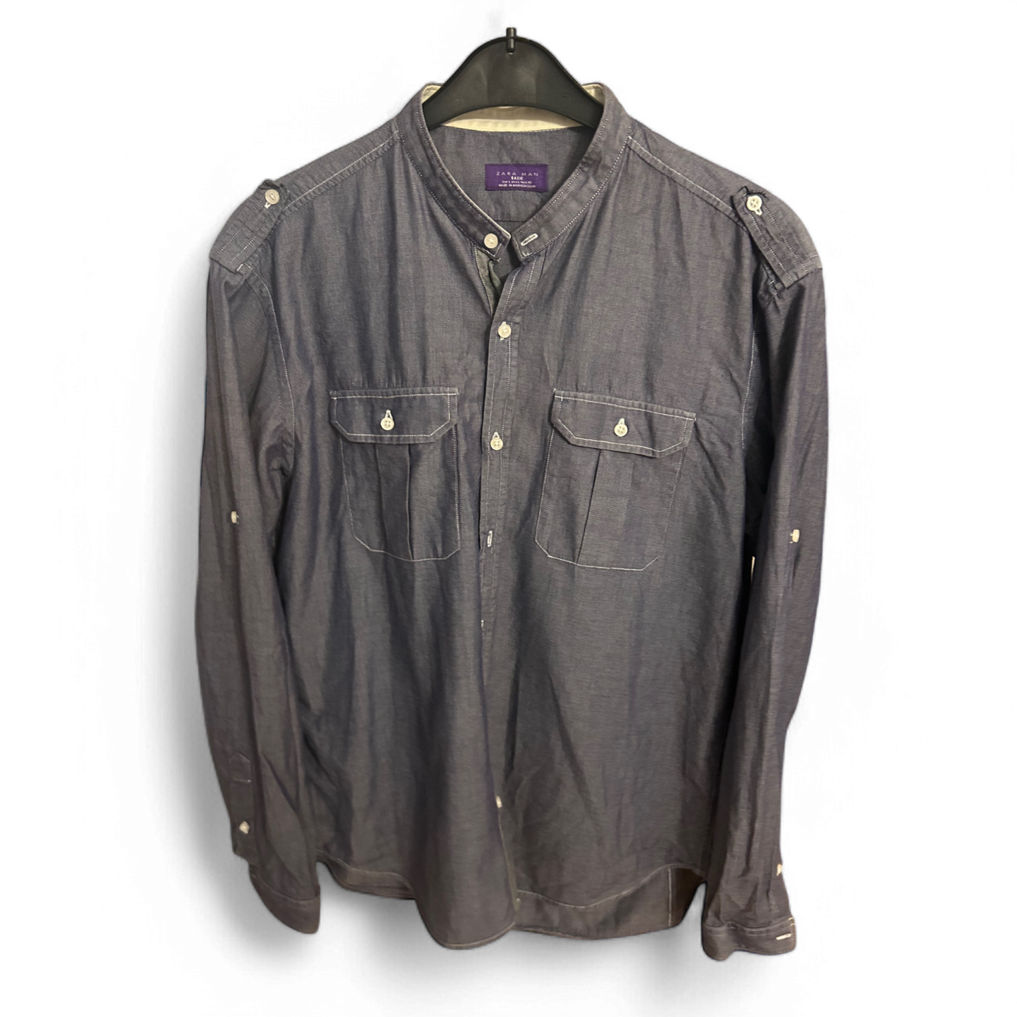 🔘 ZARA MAN Hemd L Dunkelblau – Baumwolle & Style 🔘