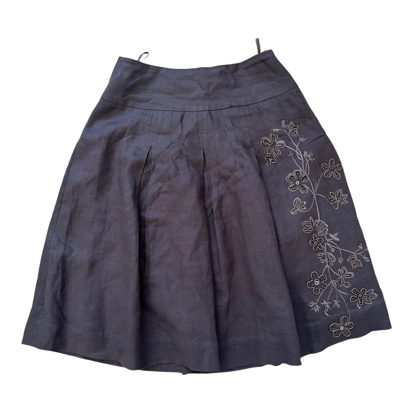 Jake's Rock Damen Gr 38 Braun Leinen Stickerei Elegant Sommer A Linie