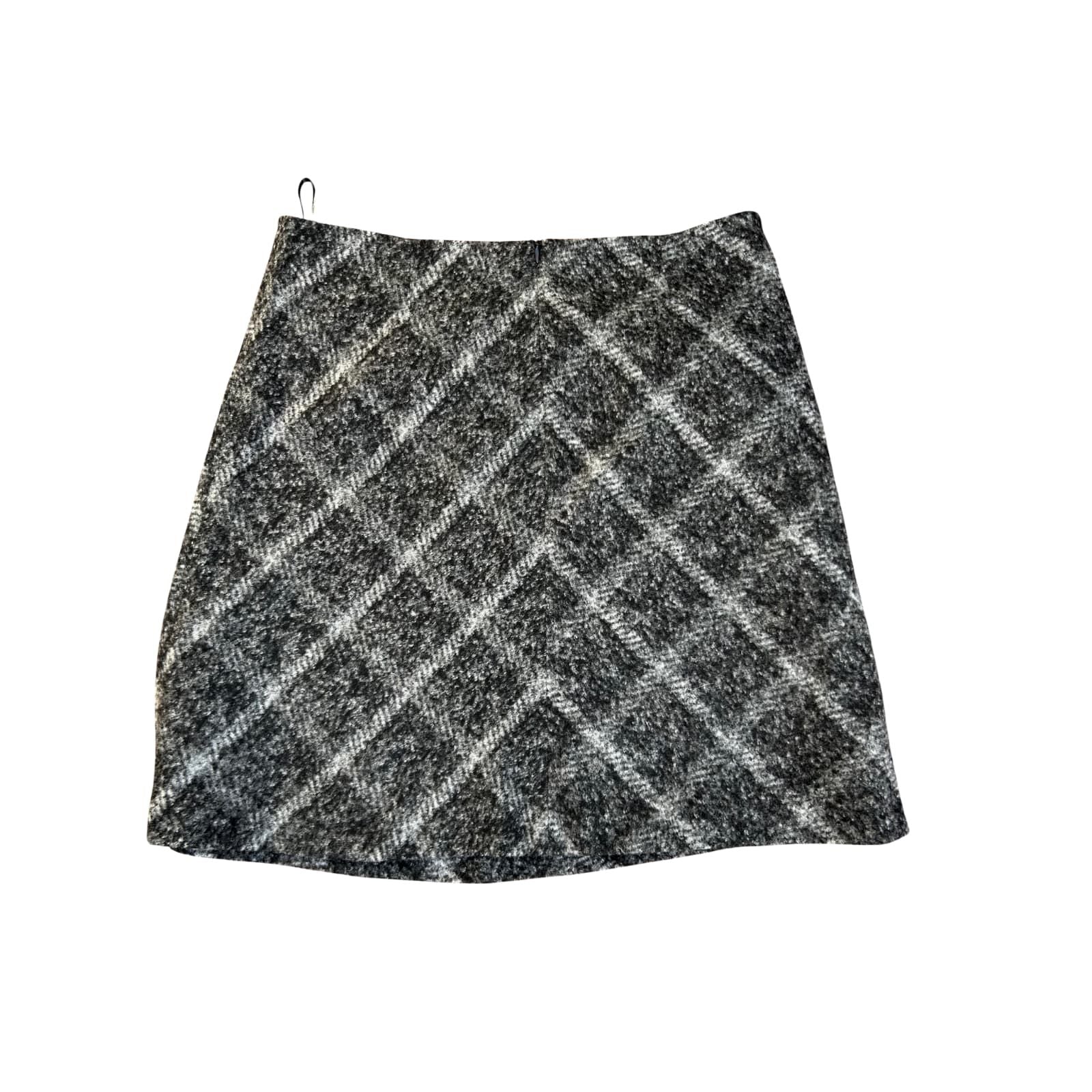 More and More Damen Rock Grau Kariert Gr 42 Wolle Winter Warm Elegant Trend Top