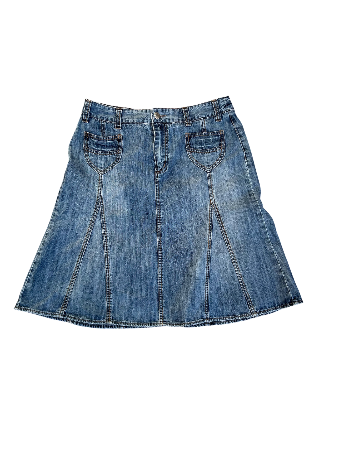 Street One Jeansrock Damen Gr 38 Blau Denim Baumwolle Freizeit Taschen A Linie