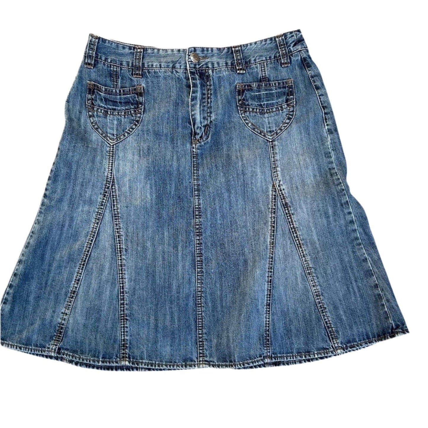 Street One Jeansrock Damen Gr 38 Blau Denim Baumwolle Freizeit Taschen A Linie