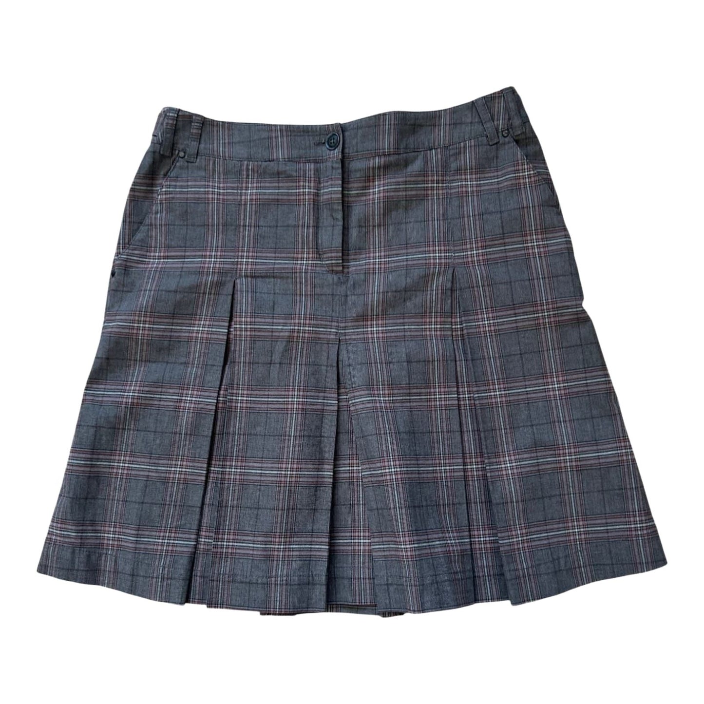 Mexx Rock Damen 42 Braun Kariert Faltenrock Kurz Baumwolle Elastan Herbst