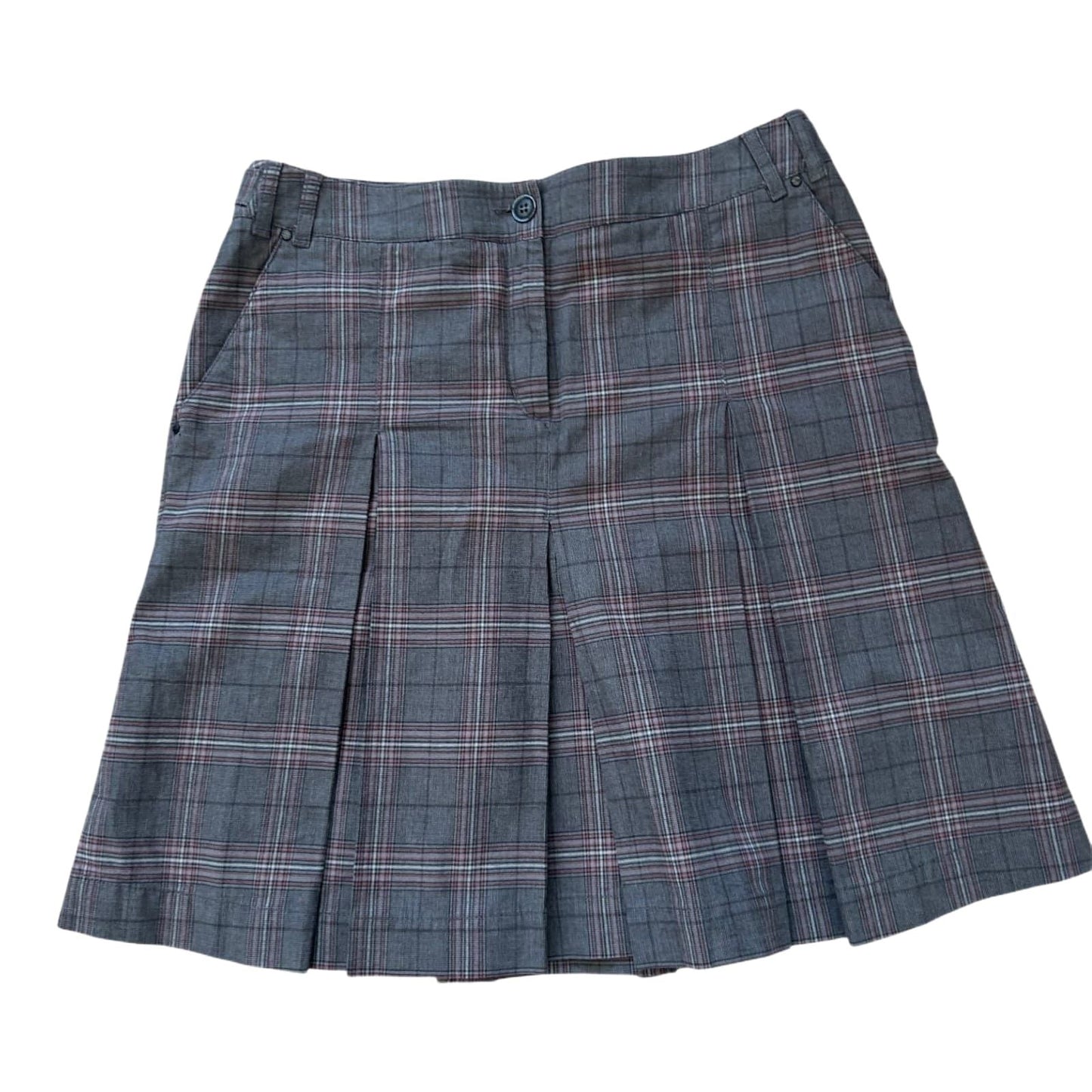 Mexx Rock Damen 42 Braun Kariert Faltenrock Kurz Baumwolle Elastan Herbst