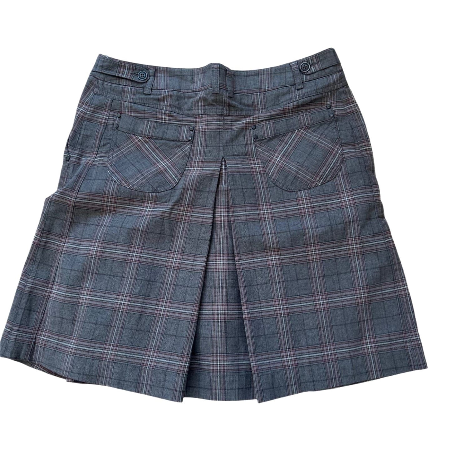 Mexx Rock Damen 42 Braun Kariert Faltenrock Kurz Baumwolle Elastan Herbst