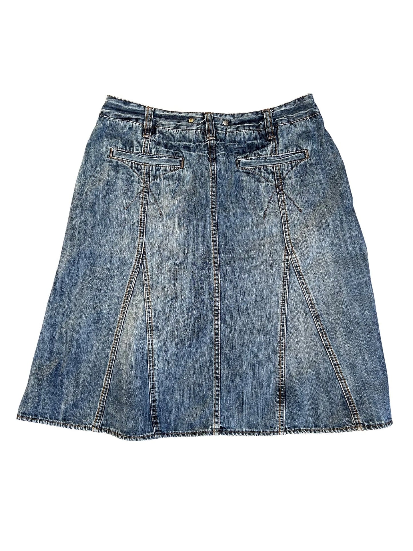 Street One Jeansrock Damen Gr 38 Blau Denim Baumwolle Freizeit Taschen A Linie