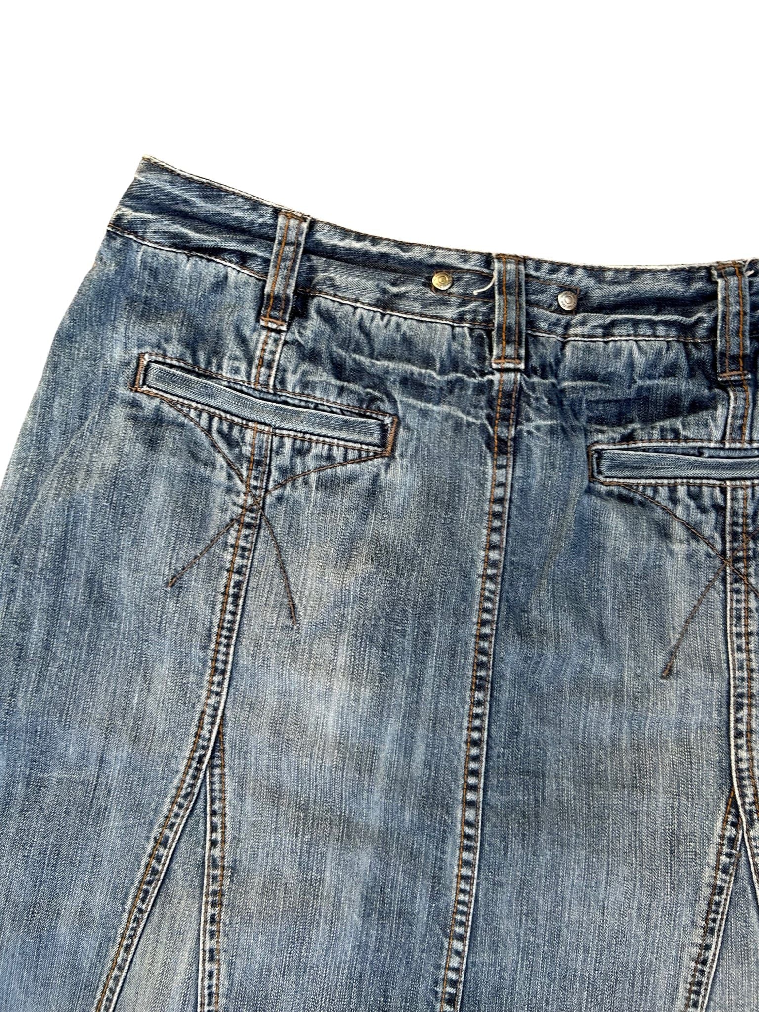 Street One Jeansrock Damen Gr 38 Blau Denim Baumwolle Freizeit Taschen A Linie