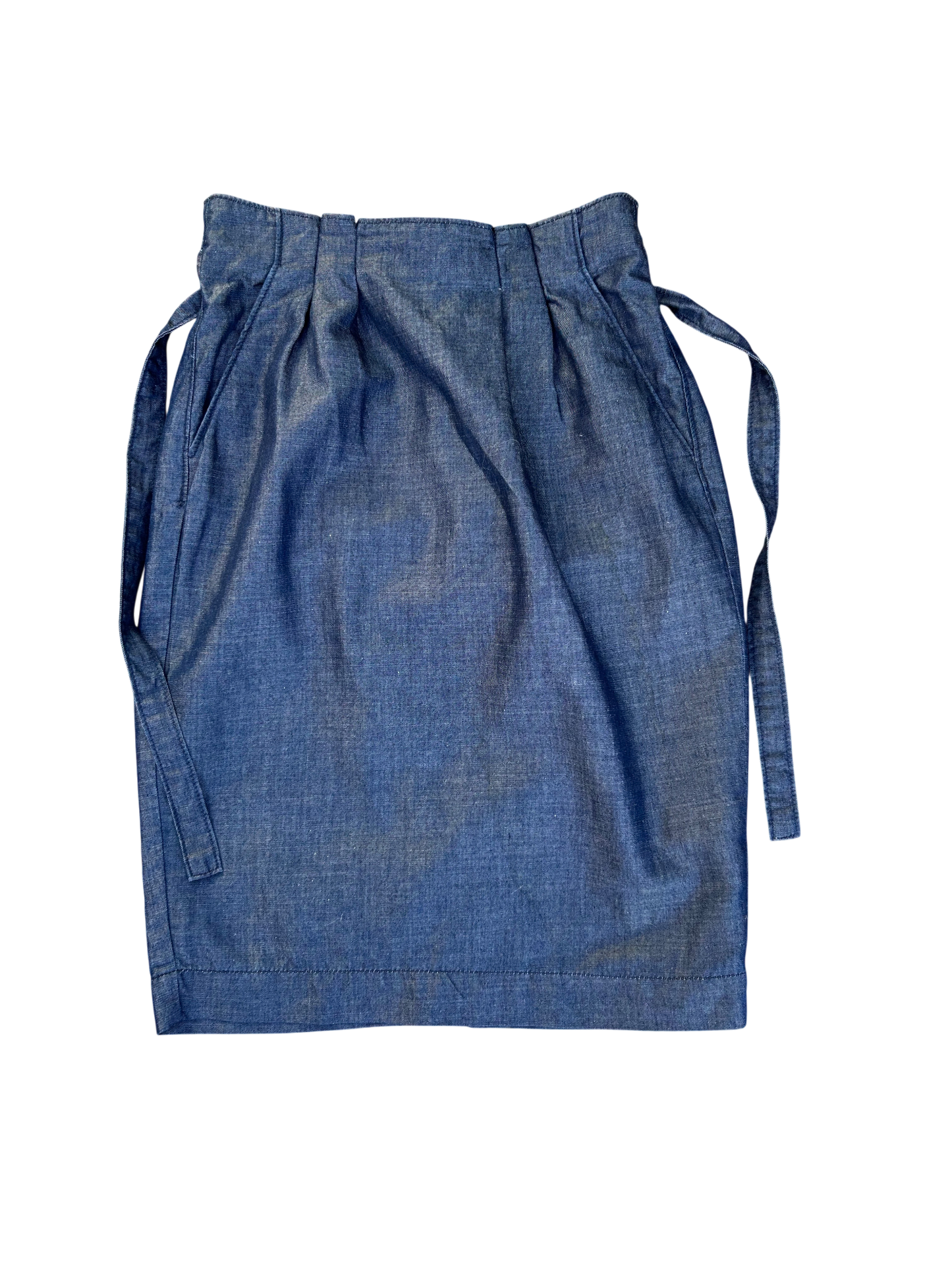 Tommy Hilfiger Damen Jeansrock Blau Gr 36 Baumwolle Leinen Lyocell Bindegürtel Knielang