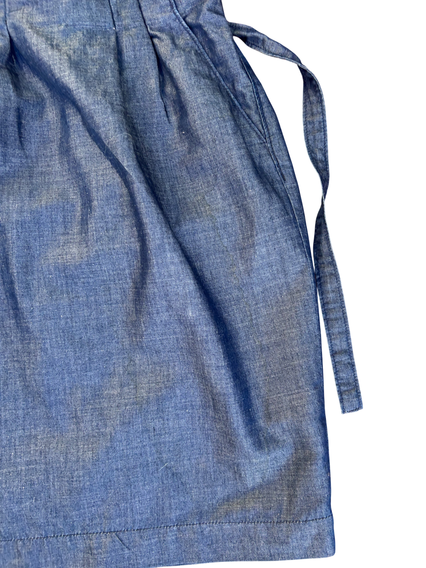 Tommy Hilfiger Damen Jeansrock Blau Gr 36 Baumwolle Leinen Lyocell Bindegürtel Knielang