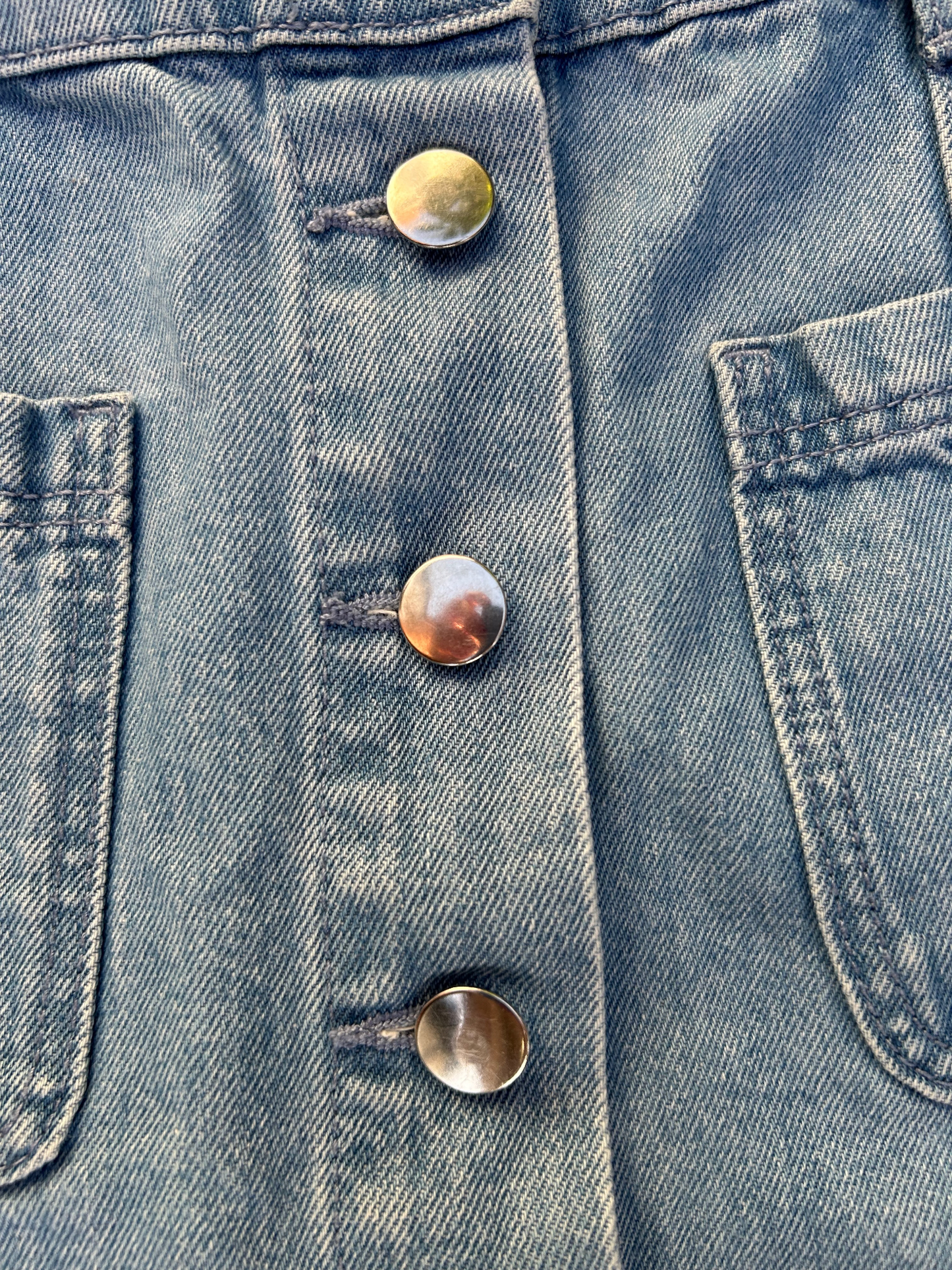 H&M Jeansrock Damen Gr 36 Denim Mini mit Taschen Knopfleiste blau Sommer Casual