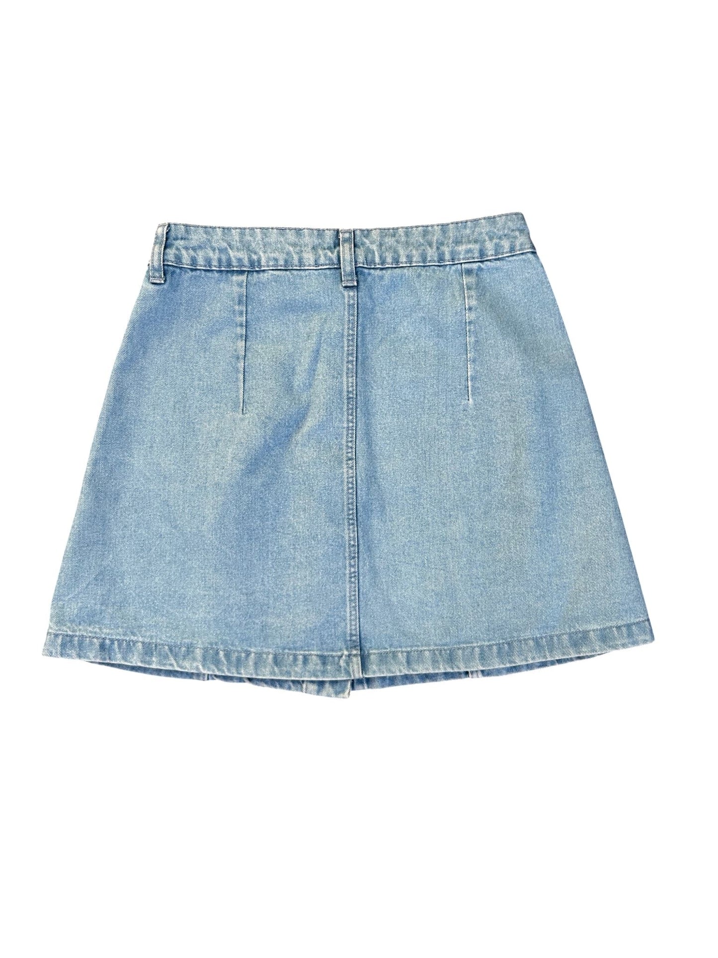 H&M Jeansrock Damen Gr 36 Denim Mini mit Taschen Knopfleiste blau Sommer Casual