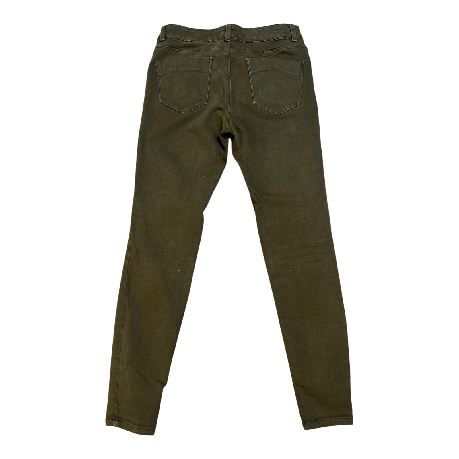 Zara Jeans Damen Hose Gr 36 Khaki Denim Stretch Schmaler Schnitt Modern