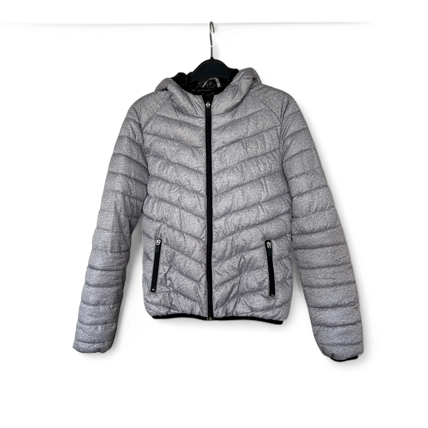 Fishbone Damen Jacke S Grau Leicht Steppjacke Kapuze Übergangsjacke Freizeit