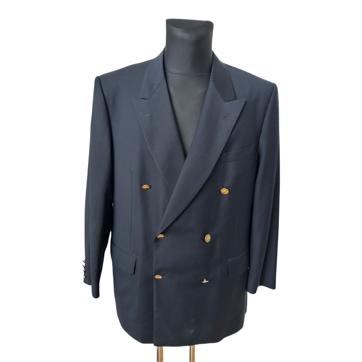 Chester Barrie Sakko Herren Gr 52 Dunkelblau Zweireiher Schurwolle Elegant