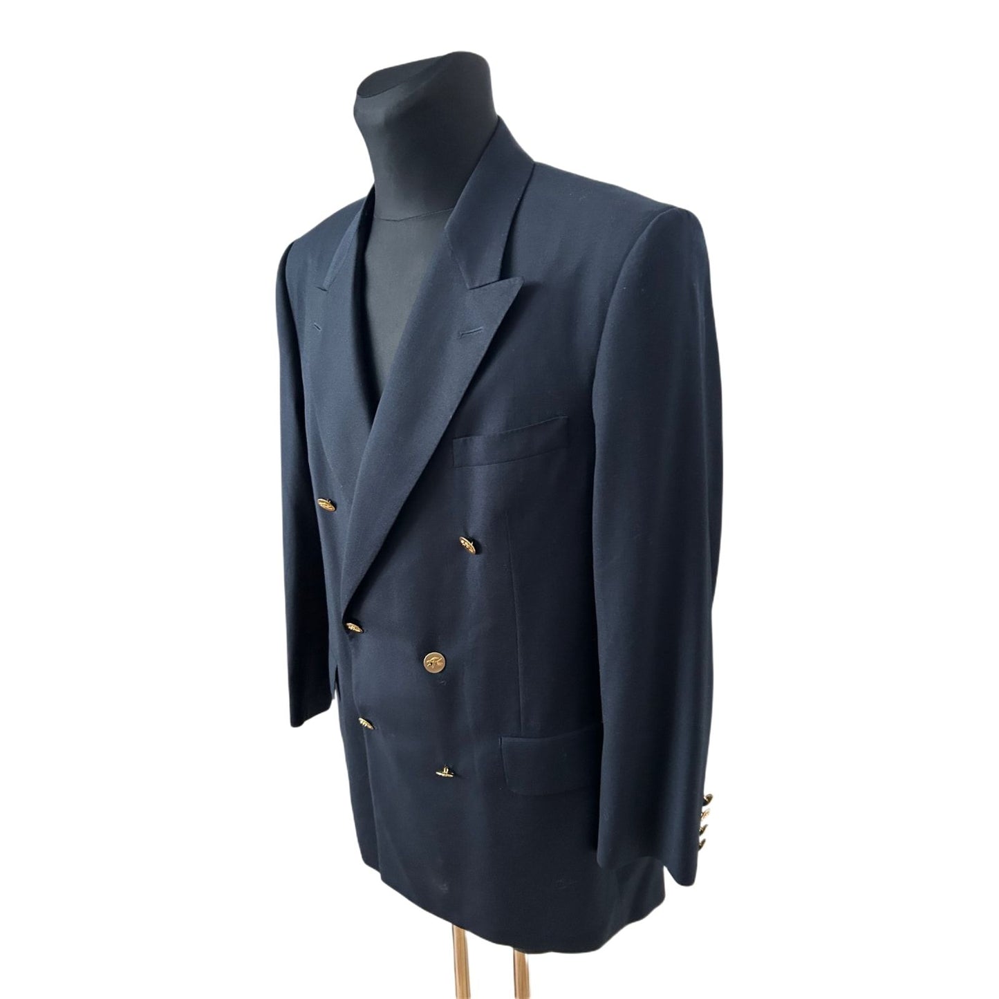Chester Barrie Sakko Herren Gr 52 Dunkelblau Zweireiher Schurwolle Elegant