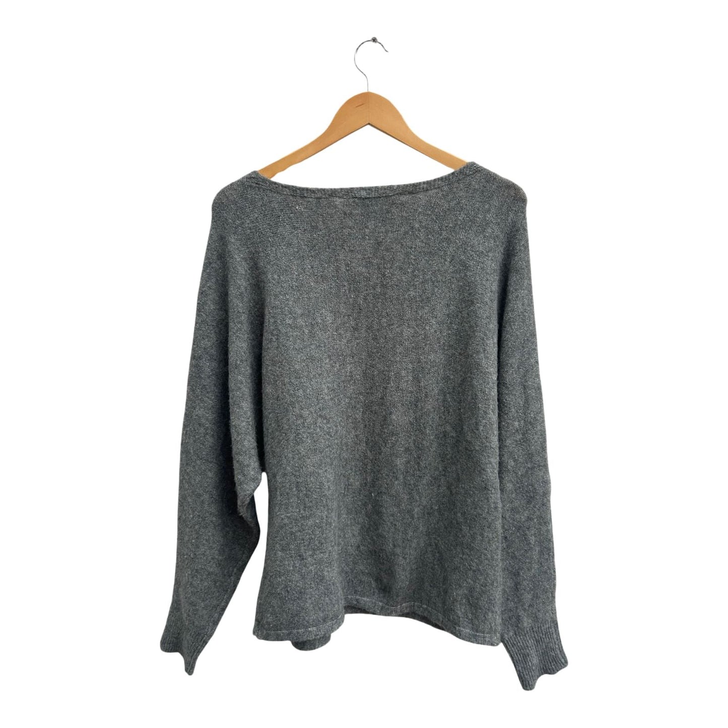 Adagio Pullover Damen Gr 40 Grau Kaschmir Mix Wolle Stretch Fledermausärmel Elegant