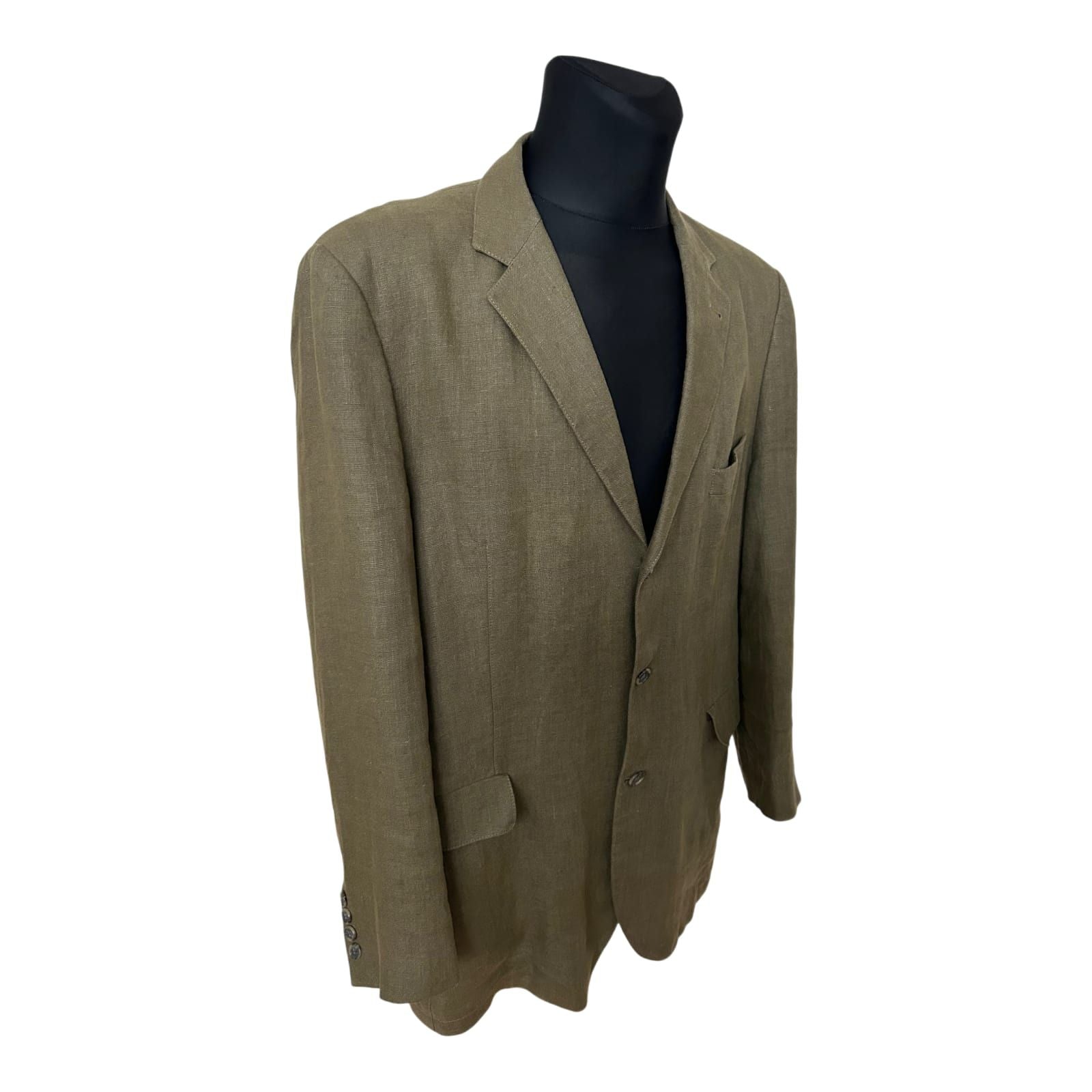 Montego Sakko Herren Gr 52 Khaki Leinen Sommer Einreiher Klassisch Elegant
