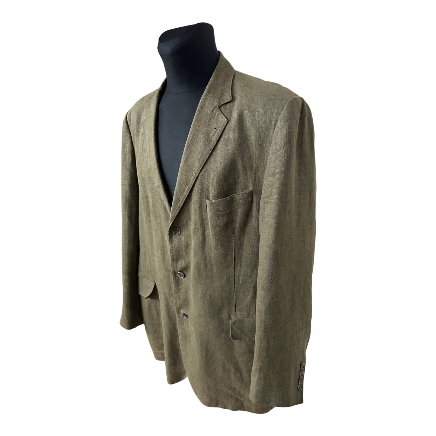 Montego Sakko Herren Gr 52 Khaki Leinen Sommer Einreiher Klassisch Elegant