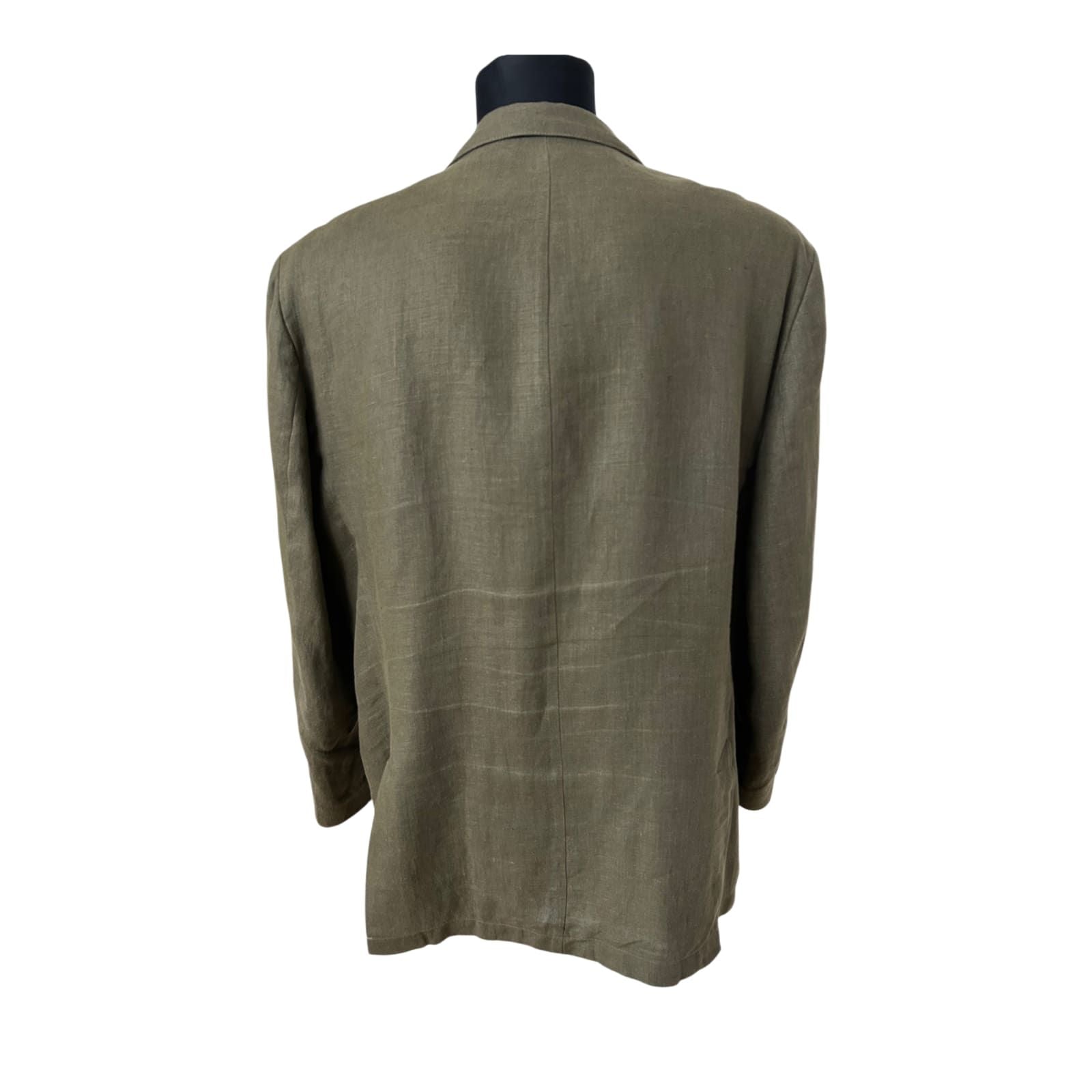 Montego Sakko Herren Gr 52 Khaki Leinen Sommer Einreiher Klassisch Elegant