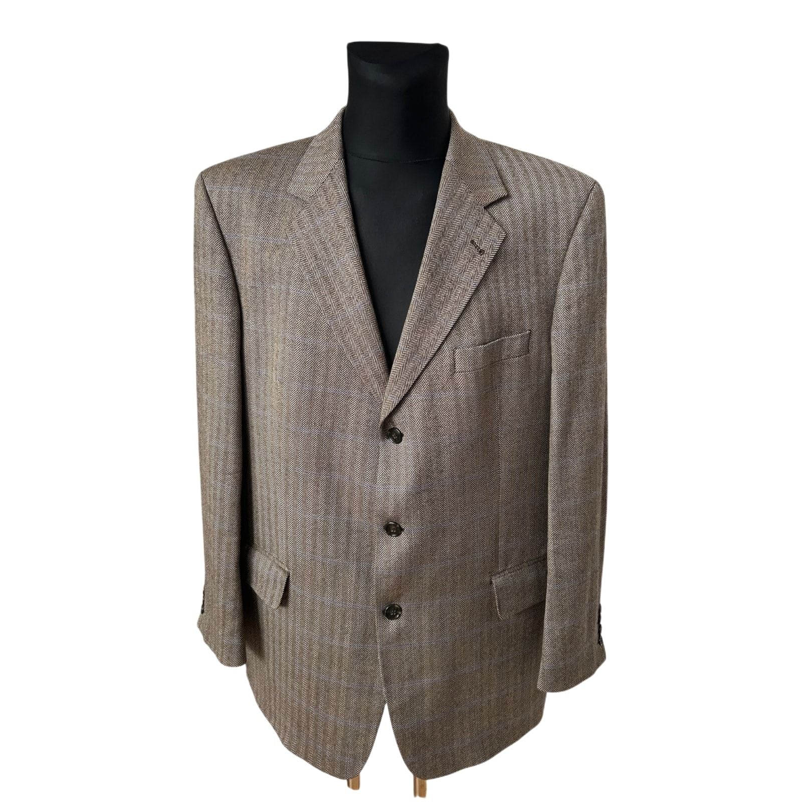 Westbury Sakko Herren Gr 56 Braun Schurwolle Cashmere Fischgrat Elegant