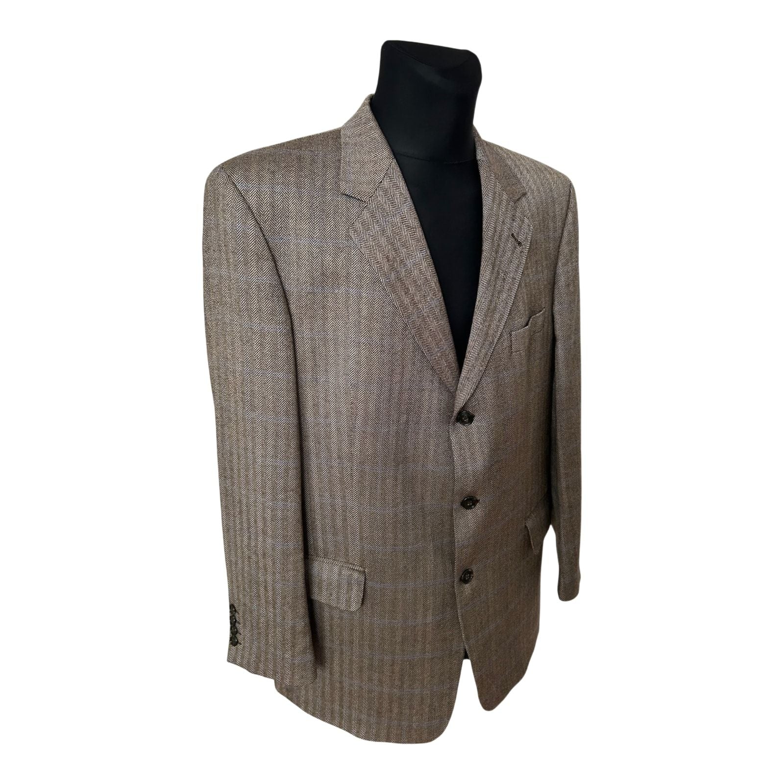 Westbury Sakko Herren Gr 56 Braun Schurwolle Cashmere Fischgrat Elegant