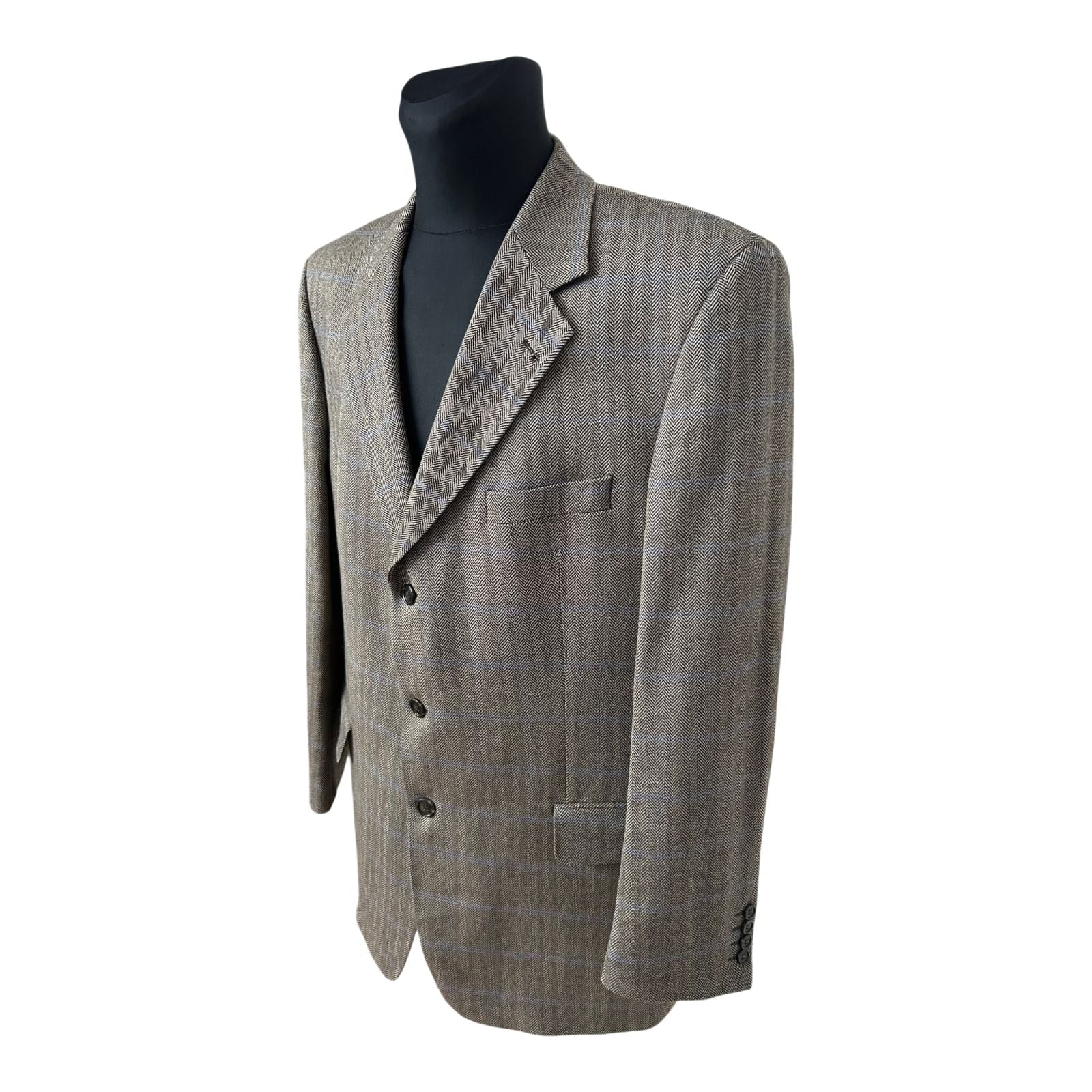 Westbury Sakko Herren Gr 56 Braun Schurwolle Cashmere Fischgrat Elegant