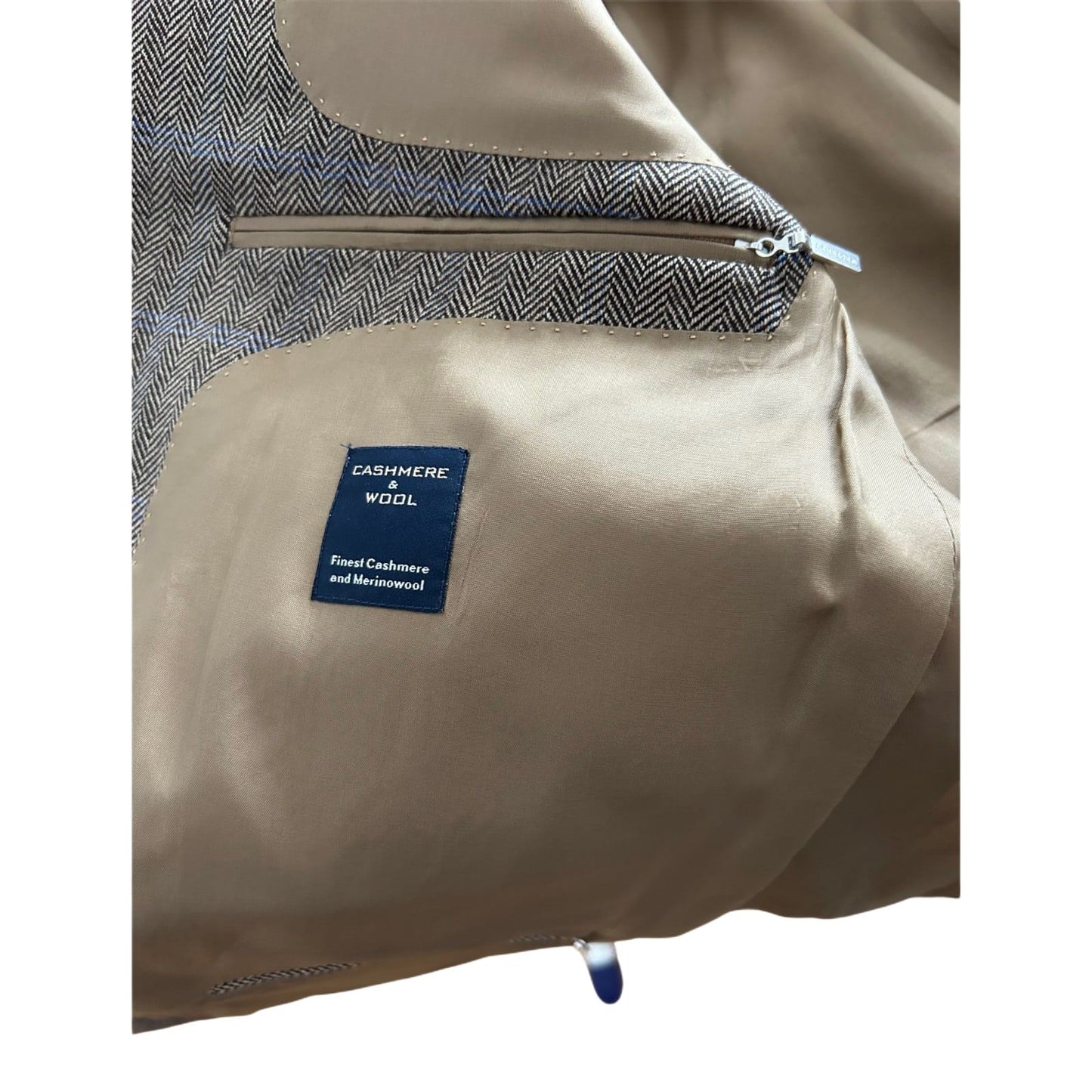 Westbury Sakko Herren Gr 56 Braun Schurwolle Cashmere Fischgrat Elegant