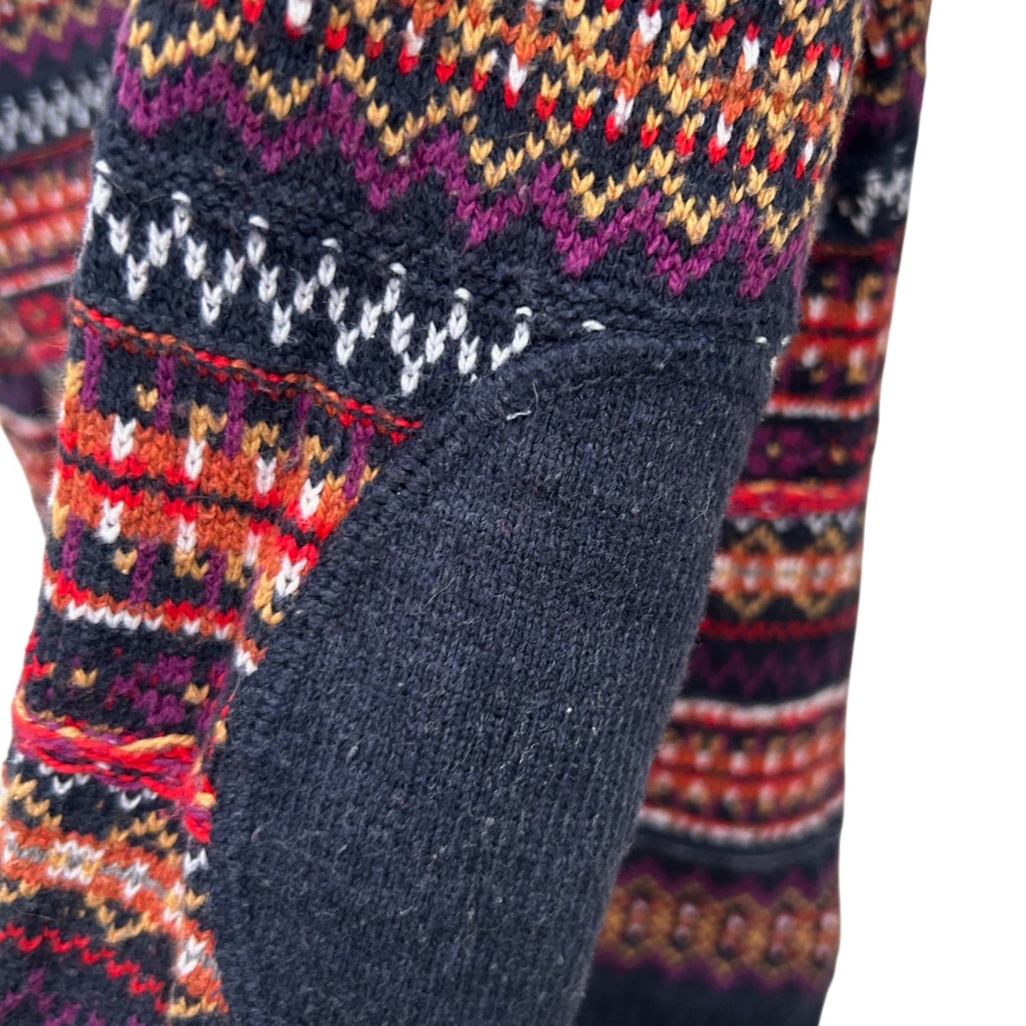 H&M Strickjacke Damen Gr S Multicolor Fair Isle Muster Knöpfe Wolle Angora Mix