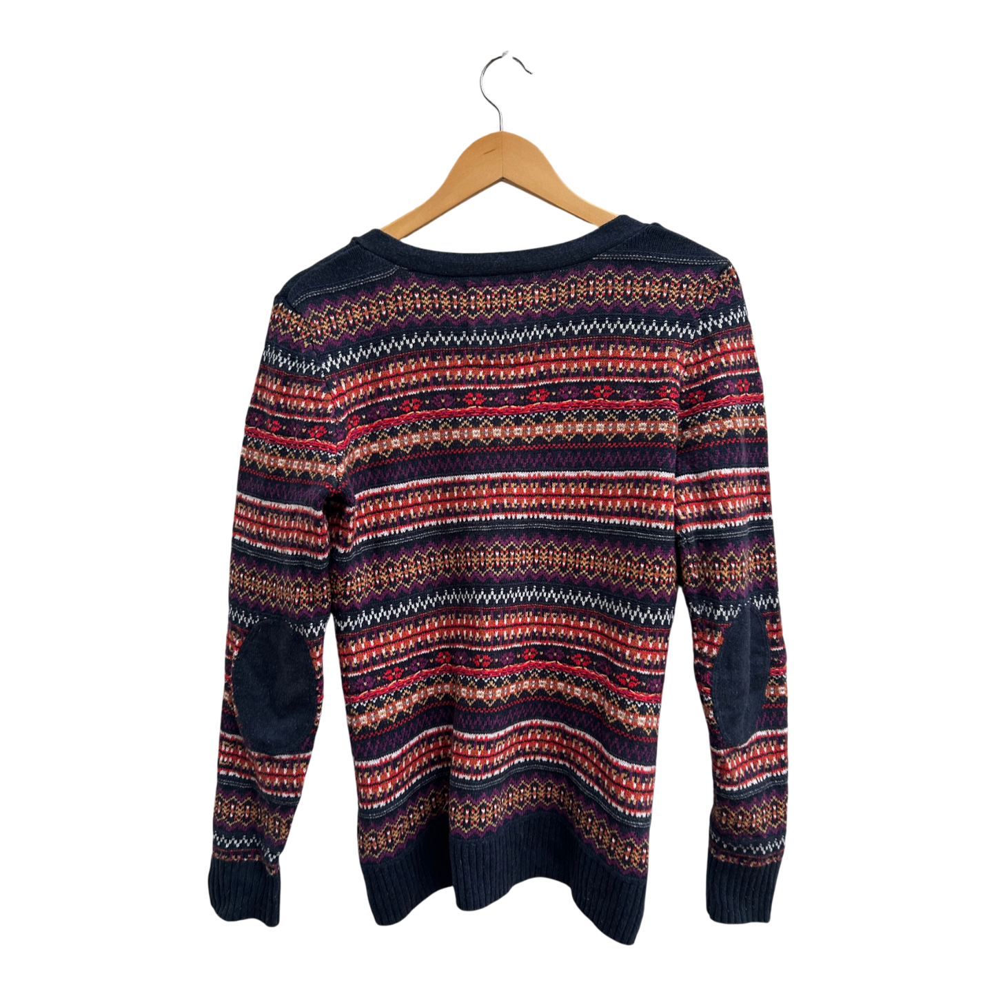 H&M Strickjacke Damen Gr S Multicolor Fair Isle Muster Knöpfe Wolle Angora Mix