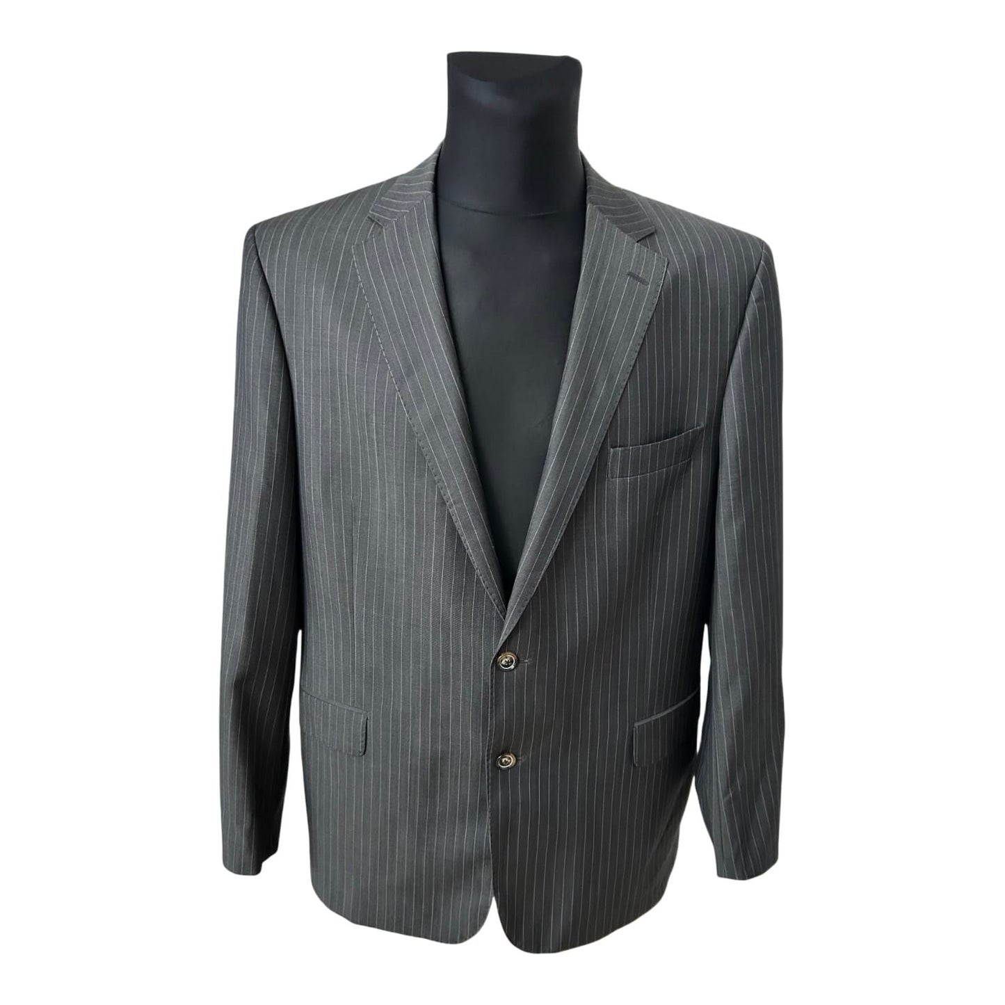 J D Fielding Sakko Herren Gr 56 Grau Nadelstreifen Wolle Mohair Elegant