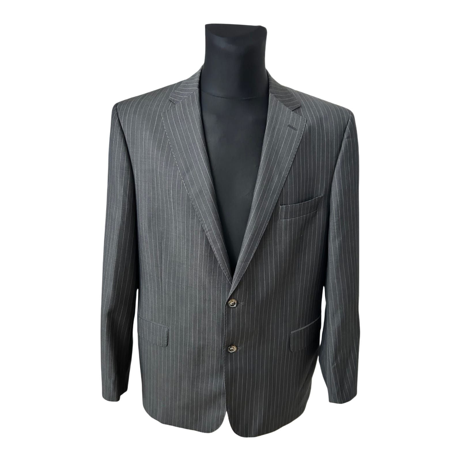 J D Fielding Sakko Herren Gr 56 Grau Nadelstreifen Wolle Mohair Elegant