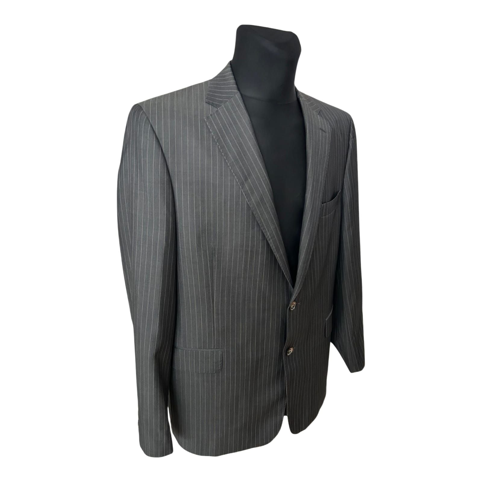 J D Fielding Sakko Herren Gr 56 Grau Nadelstreifen Wolle Mohair Elegant