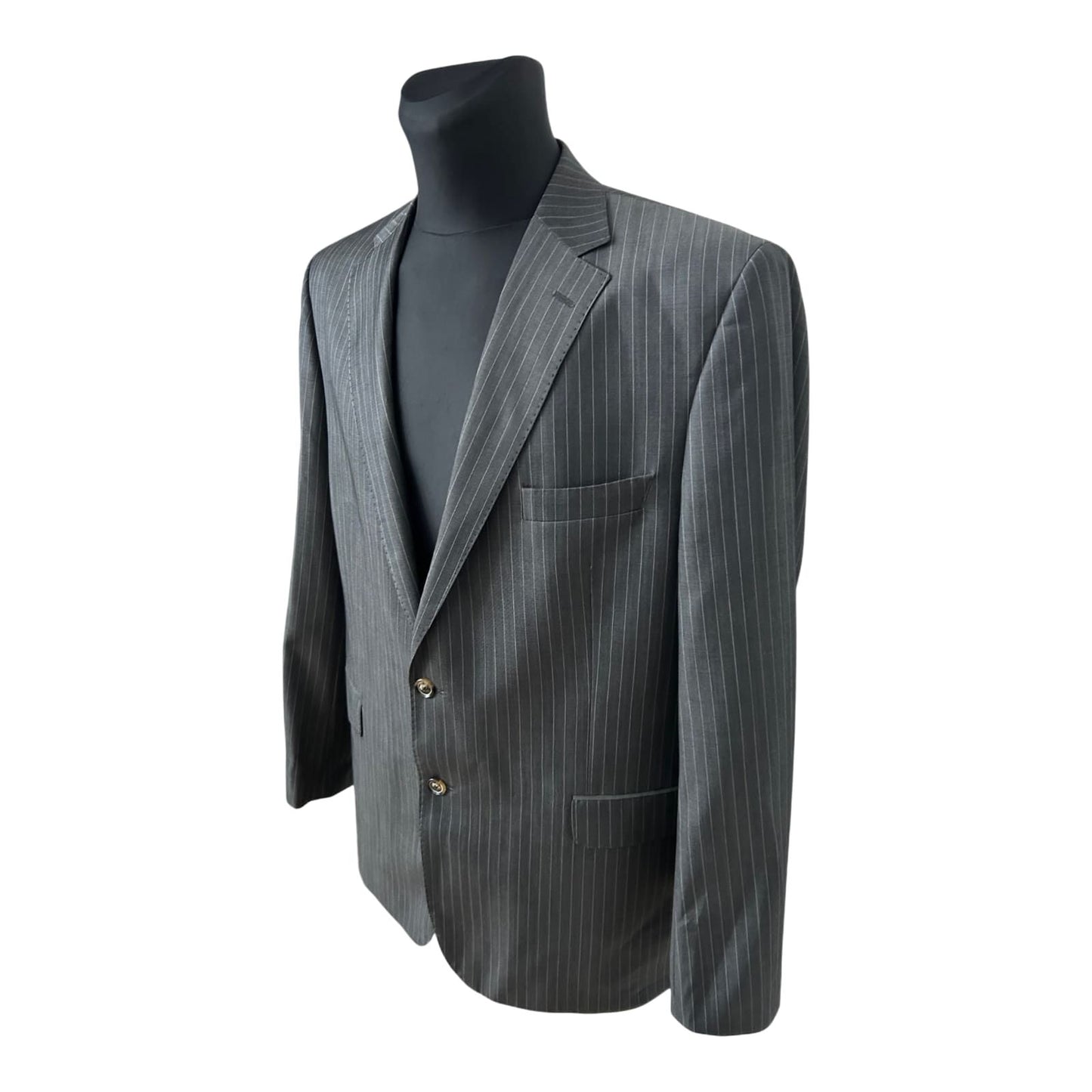 J D Fielding Sakko Herren Gr 56 Grau Nadelstreifen Wolle Mohair Elegant