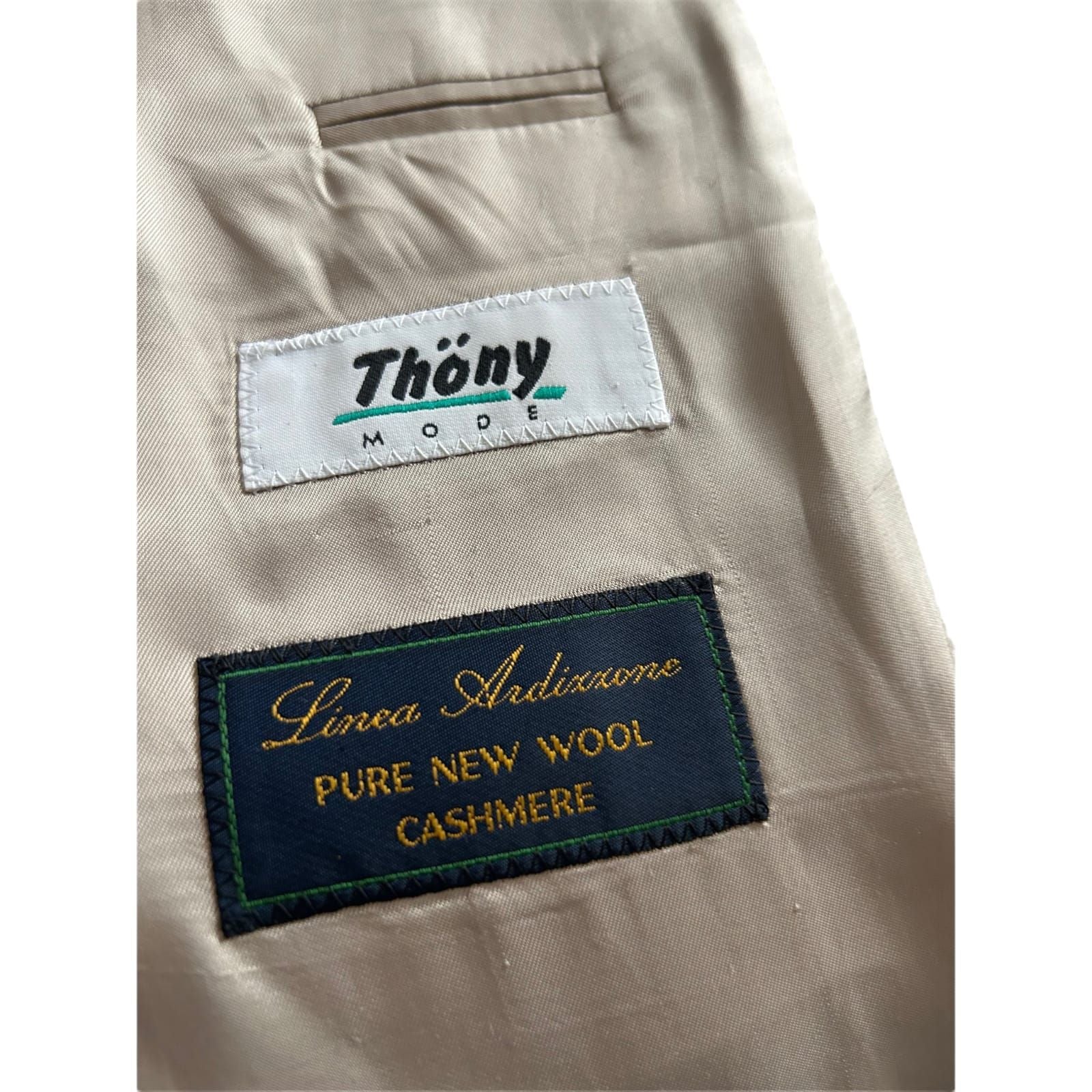 Thöny Mode Sakko Herren Gr 48 Schwarz Beige Hahnentritt Wolle Kaschmir