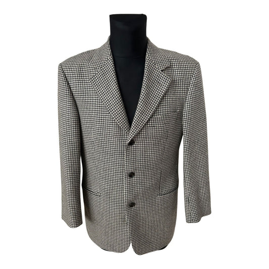 Thöny Mode Sakko Herren Gr 48 Schwarz Beige Hahnentritt Wolle Kaschmir