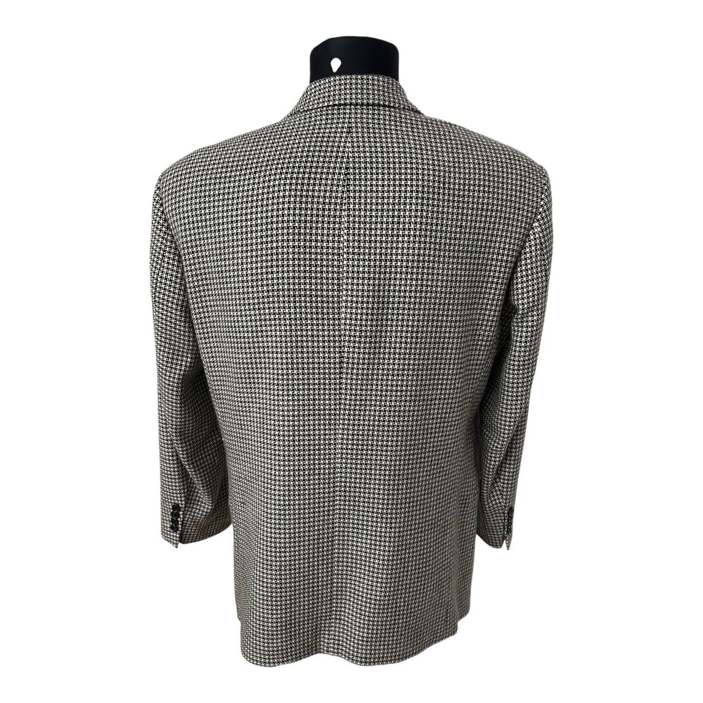 Thöny Mode Sakko Herren Gr 48 Schwarz Beige Hahnentritt Wolle Kaschmir