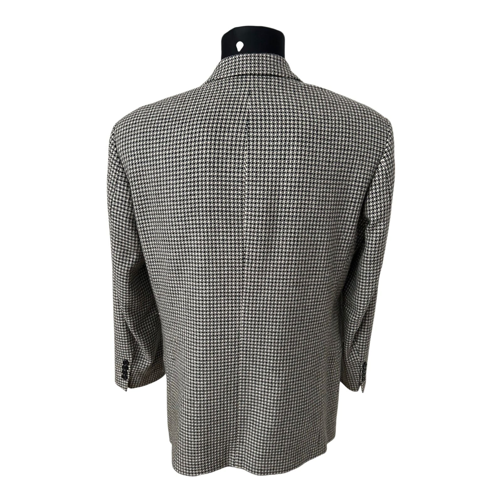 Thöny Mode Sakko Herren Gr 48 Schwarz Beige Hahnentritt Wolle Kaschmir