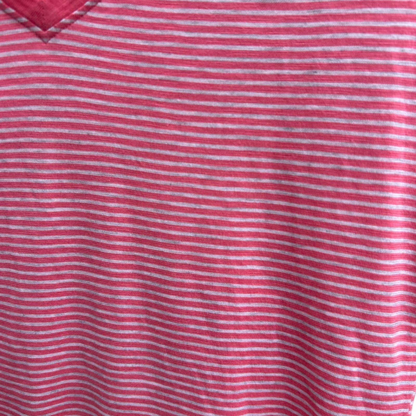 Uniqlo Shirt Damen Gr S Rosa Gestreift Viskose Baumwolle Kurzarm V-Ausschnitt