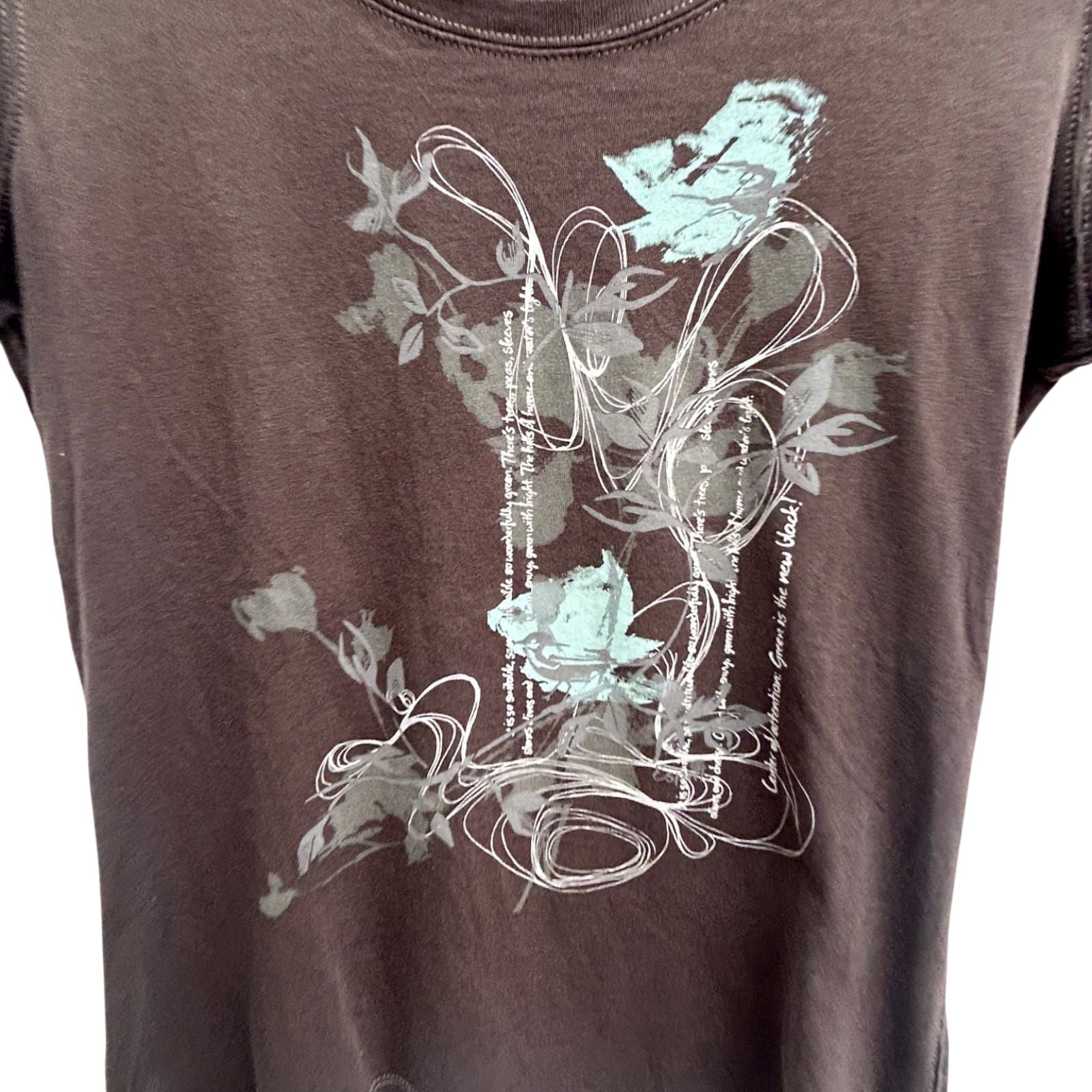 Esprit T Shirt Damen Gr S Braun Rundhals Baumwolle Kurzarm Blumenprint Casual
