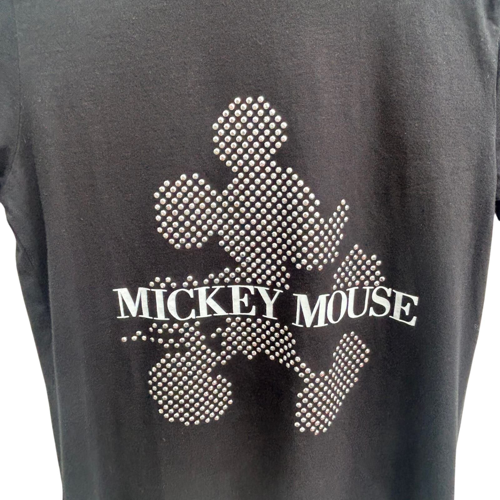 Disney Mickey Mouse Shirt Damen Gr S Schwarz Baumwolle Nieten Print Kurzarm