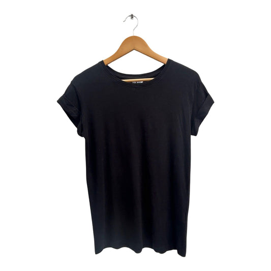 H&M Shirt Damen Gr XXS Schwarz Baumwolle Kurzarm Rundhals Basic Casual