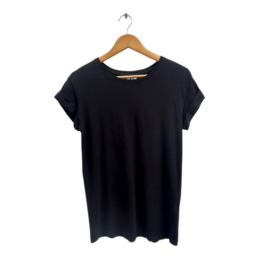 H&M Shirt Damen Gr XXS Schwarz Baumwolle Kurzarm Rundhals Basic Casual